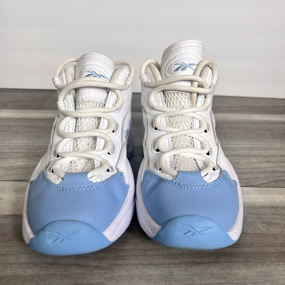 Reebok Question Mid Iverson Denver Nuggets Shoes Youth 2 Kids White Blue baller - Picture 3 of 7